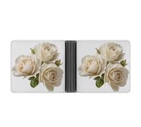 Jubonexis Portafoglio bifold in morbida pelle PU con tre rose color crema, portamonete e carte di credito, porta carte di credito sottile, per uomini e donne