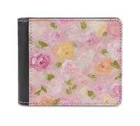 Jubonexis Portafoglio bifold in morbida pelle PU pastelli stravaganti e impressionisti, portamonete, porta carte di credito, sottile, per uomini e donne