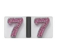 Jubonexis Portafoglio bifold in morbida pelle PU rosa chiaro con diamante numero 7, portamonete e carte di credito, portafoglio sottile per uomini e donne