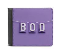 Jubonexis Portafoglio bifold in morbida pelle PU viola e bianca con striscione con lettere, portamonete e carte di credito, porta carte di credito sottile, per uomini e donne