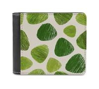 Jubonexis Portafoglio bifold minimalista astratto con gnocchi di riso verde in morbida pelle PU, portamonete porta carte di credito, portafoglio sottile per uomini e donne