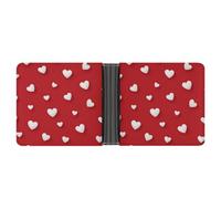 Jubonexis Portafoglio bifold moderno con cuori di San Valentino, in morbida pelle PU, portamonete e carte di credito, porta carte di credito sottile, per uomini e donne