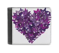 Jubonexis Portafoglio bifold viola a forma di cuore in morbida pelle PU, portamonete, porta carte di credito, porta carte di credito sottile, per uomini e donne