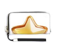 Jubonexis Portafoglio lungo bifold a cinque punte in pelle PU semi-trasparente stile pochette portamonete porta carte di credito porta soldi per donne uomini