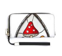 Jubonexis Portafoglio lungo bifold a forma di goccia in vetro colorato con funghi, pochette in pelle PU, portamonete, porta carte di credito, porta carte di credito per donne e uomini
