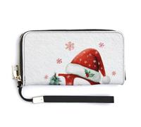 Jubonexis Portafoglio lungo bifold con lettera D rossa che indossa cappello di Babbo Natale, pochette in pelle PU, portamonete, porta carte di credito, porta carte di credito per donne e uomini