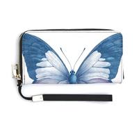 Jubonexis Portafoglio lungo bifold in pelle PU blu rosa con ali argentate, portamonete e carte di credito, porta carte di credito e denaro per donne e uomini