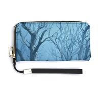 Jubonexis Portafoglio lungo bifold in pelle PU con alberi scheletrici pallidi della foresta maledetta, portamonete, porta carte di credito, porta carte di credito resistente, per donne e uomini