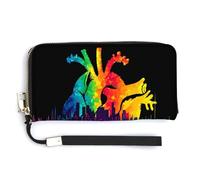 Jubonexis Portafoglio lungo bifold in pelle PU con cuore con spettro arcobaleno colori, portamonete, porta carte di credito, porta carte di credito per donne e uomini