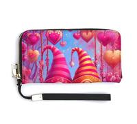 Jubonexis Portafoglio lungo bifold in pelle PU con gnomi di San Valentino, portamonete, porta carte di credito, porta carte di credito per donne e uomini