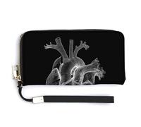 Jubonexis Portafoglio lungo bifold in pelle PU con motivo a cuore umano, portamonete, porta carte di credito, porta carte di credito e denaro per donne e uomini