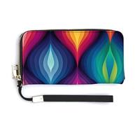 Jubonexis Portafoglio lungo bifold in pelle PU con motivo geometrico a goccia arcobaleno, portamonete, porta carte di credito, porta carte di credito e denaro per donne e uomini