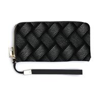 Jubonexis Portafoglio lungo bifold in pelle PU con motivo strutturato nero, portamonete, porta carte di credito, porta carte di credito per donne e uomini