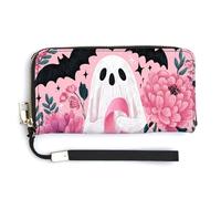 Jubonexis Portafoglio lungo bifold in pelle PU con nastro per la sensibilizzazione sul cancro al seno, portamonete, porta carte di credito, porta carte di credito e denaro per donne e uomini