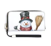 Jubonexis Portafoglio lungo bifold in pelle PU con pupazzo di neve ad acquerello che indossa un cappello, portamonete porta carte di credito, porta carte di credito resistente per donne e uomini