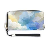 Jubonexis Portafoglio lungo bifold in pelle PU con texture astratta simile a una nuvola, portamonete e pass di credito, porta carte di credito resistente per donne e uomini