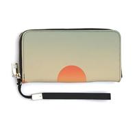 Jubonexis Portafoglio lungo bifold in pelle PU con tramonto astratto sulle colline e sulla valle, portamonete e carte di credito, resistente porta carte di credito per donne e uomini
