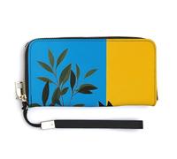 Jubonexis Portafoglio lungo bifold in pelle PU con vaso arancione e vaso verde con gatto nero, portamonete, porta carte di credito, porta carte di credito per donne e uomini