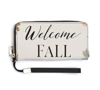 Jubonexis Portafoglio lungo bifold in pelle PU con zucche e ghiande autunnali acquerello, portamonete e carte di credito, porta carte di credito e denaro per donne e uomini