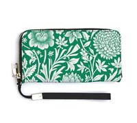Jubonexis Portafoglio lungo bifold in pelle PU verde e bianco con ritagli di carta, portamonete e pass di credito, resistente porta carte di credito per donne e uomini
