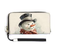 Jubonexis Portafoglio lungo bifold in pelle PU vintage con pupazzo di neve Let It Snow, portamonete e carte di credito, porta carte di credito per donne e uomini