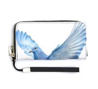 Jubonexis Portafoglio lungo bifold sottile con colomba in volo, in pelle PU, portamonete, porta carte di credito, porta carte di credito e denaro per donne e uomini