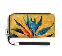 Jubonexis Portafoglio lungo bifold vintage in pelle PU con uccello del paradiso, portamonete e carte di credito, porta carte di credito e denaro per donne e uomini