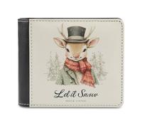 Jubonexis Portafoglio vintage con renna natalizia Let It Snow, in morbida pelle PU, portamonete, porta carte di credito, sottile, per uomini e donne