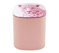 Jubonexis Portagioie con testa di leopardo rosa geometrica astratta per donne, organizer per orecchini, organizer rotante per gioielli, collane, bracciali, anelli