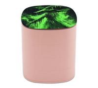 Jubonexis Portagioie da donna con motivo strega spaventosa e raccapricciante, verde, per orecchini, organizer rotante per gioielli, collane, bracciali, anelli