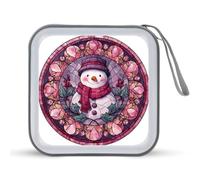 Jubonexis Pupazzo di neve con cappello sciarpa agrifoglio rosa pastello CD DVD custodia portatile per auto casa viaggio