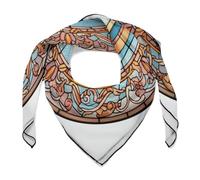 Jubonexis Pupazzo di neve con una sciarpa e un cappello in vetro colorato sciarpa per capelli da donna quadrata seta come sciarpa per la testa fazzoletto sciarpa in raso