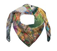 Jubonexis Pupazzo di neve felice che indossa un cappello verde sciarpa per capelli da donna quadrata seta come sciarpa da testa fazzoletto sciarpa in raso