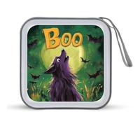 Jubonexis Purple Wolf Howls at The Moon - Custodia portatile per CD e DVD, per auto, casa, viaggio