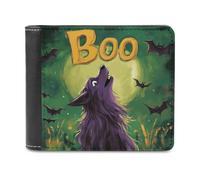 Jubonexis Purple Wolf Howls at The Moon - Portafoglio bifold in morbida pelle PU, portamonete e carte di credito, porta carte di credito, sottile, per uomini e donne
