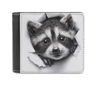 Jubonexis Raccoon che sbircia da un buco, portafoglio bifold in morbida pelle PU, portamonete, porta carte di credito, portafoglio sottile resistente per riporre denaro da uomo e donna