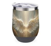 Jubonexis Radiant Guardian Angel Wings con Golden Light Wine Tumbler in acciaio inox isolato tazza doppia parete acqua tazza con coperchio 350 ml
