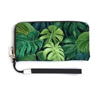 Jubonexis Rainforest Plants Monstera Tropical PU pochette lungo bifold portafoglio, portamonete e carte di credito, resistente porta carte di credito, per donne e uomini