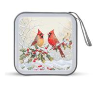 Jubonexis Red Bird appollaiato su un ramo di agrifoglio custodia per CD DVD custodia portatile per auto casa viaggio