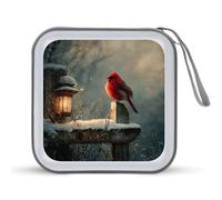 Jubonexis Red Bird Ion The Wooden Sign Dreamy CD Case DVD Storage Case Portatile per Auto Casa Viaggio