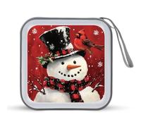 Jubonexis Red Bird on Snowman Top Hat Custodia CD DVD Storage Case Portatile per Auto Casa Viaggio