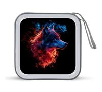 Jubonexis Red Blue Wolf Head CD Case DVD Storage Case Portable per auto casa viaggio