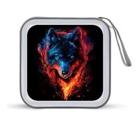 Jubonexis Red Blue Wolf on Fire CD Case DVD Storage Case Portable per auto casa viaggio