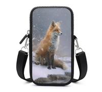 Jubonexis Red Fox Sits by The River - Borsa a tracolla per cellulare con tracolla regolabile
