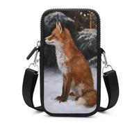 Jubonexis Red Fox Sitting in the Snow - Borsa a tracolla per cellulare, con tracolla regolabile