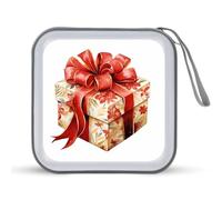 Jubonexis Red Gold Wrapped Box CD DVD Storage Case Portable