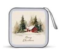 Jubonexis Red House in The Snow Christmas CD Case DVD Storage Case Portable per auto casa viaggio