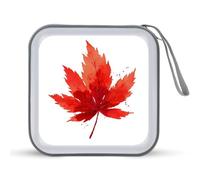 Jubonexis Red Maple Leaf Simple CD Case DVD Storage Case Portable per auto casa viaggio