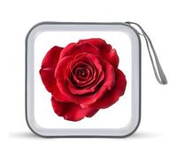 Jubonexis Red Rose Flower CD Case DVD Storage Case Portable per auto casa viaggio