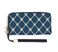 Jubonexis Reti da pesca modello semplice pochette in pelle PU lungo bifold portafoglio, portamonete porta carte di credito, resistente porta carte di credito per donne e uomini